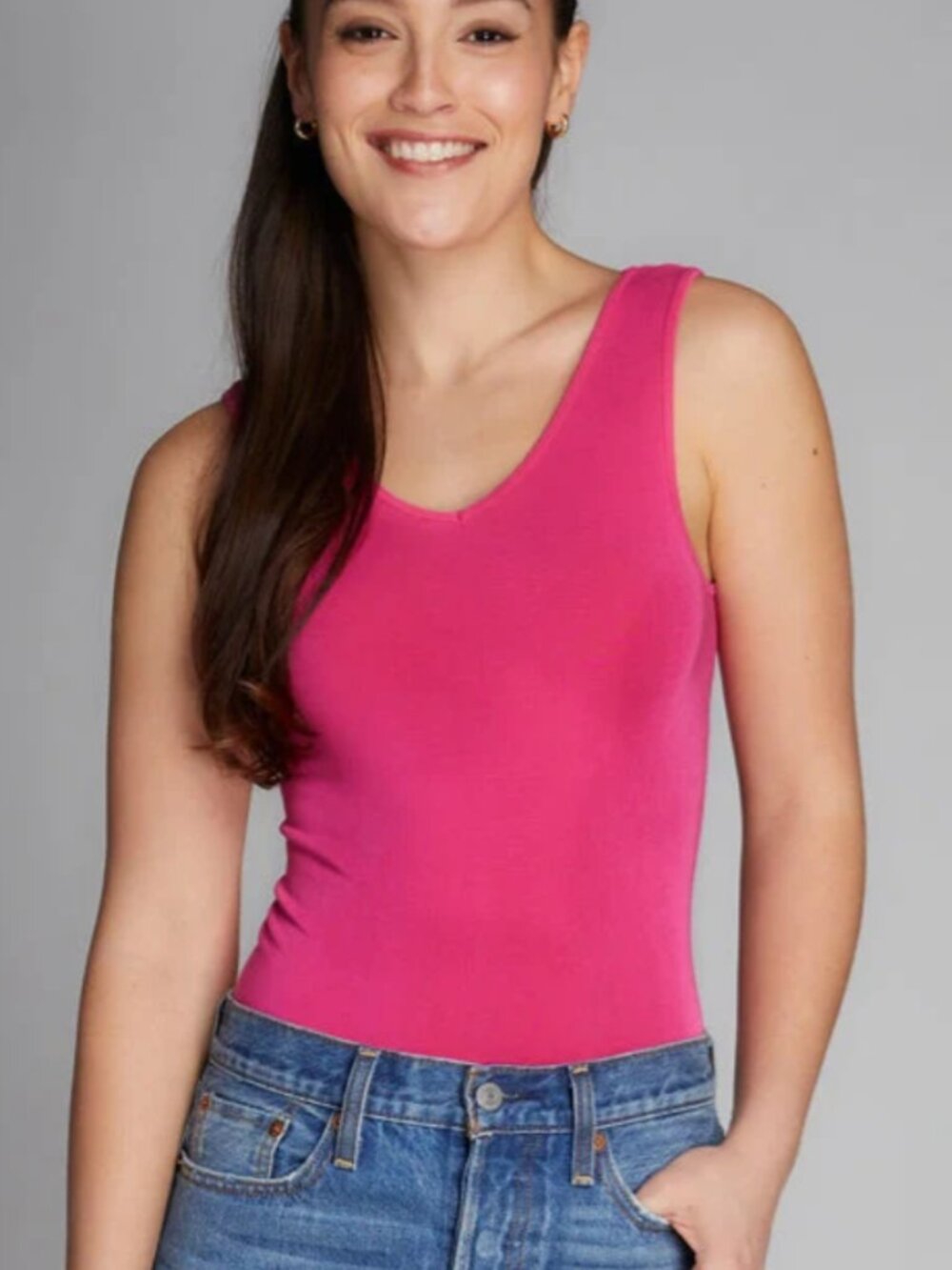 C'est Moi Clothing Co. Naturals Bamboo Reversible Tank OS Fuschia v-neck scoop